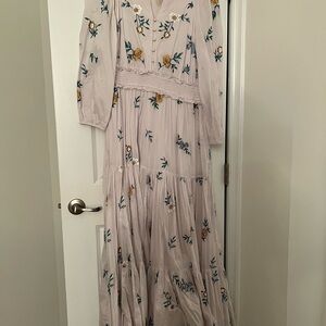 Floral Embroidered Maxi Dress - Cream